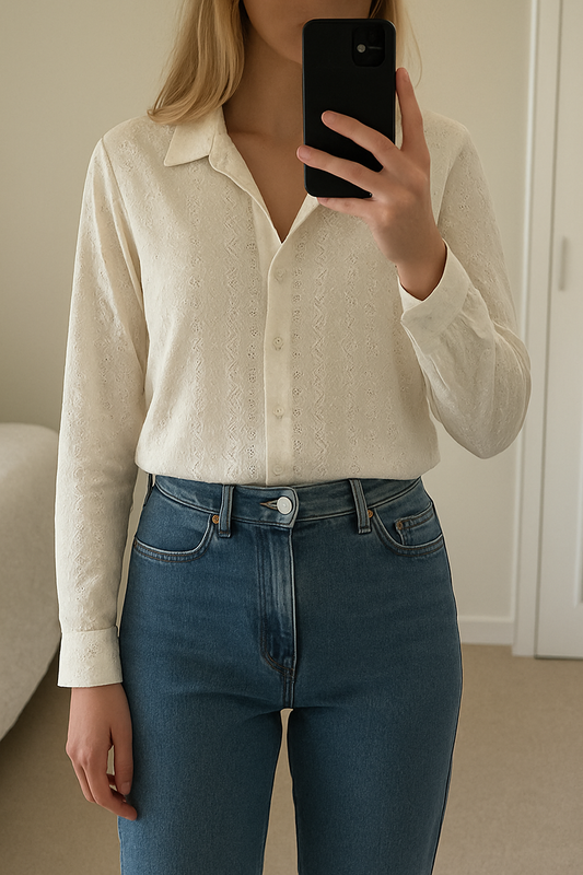 Chemise brodée ajourée blanche T.40