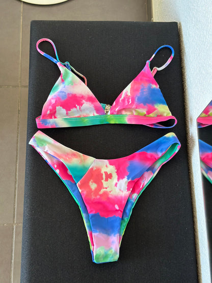 Maillot de bain 2 pièces motif galaxie multicolore T.36