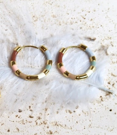 Créoles bambou multicolores en acier inoxydable – diamètre 18 mm
