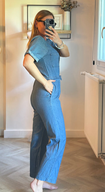 Combinaison denim bleu coton style casual chic T.34