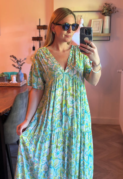Robe longue fluide imprimé pastel T.U 38/42