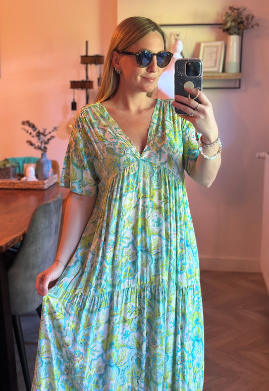 Robe longue fluide imprimé pastel T.U 38/42