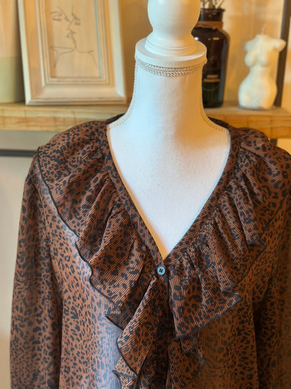 Blouse imprimée léopard fluide marron T.44