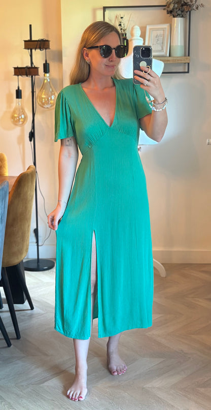 Robe midi Jet verte jacquard T.36
