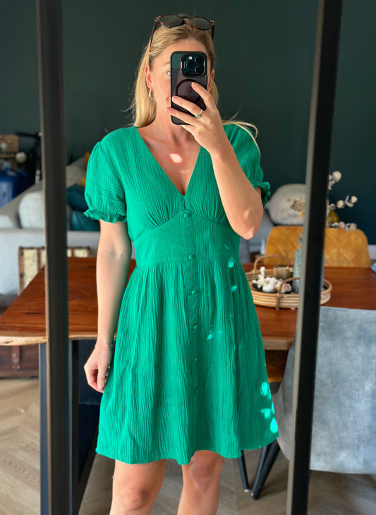 Robe verte en gaze de coton, T.38/40