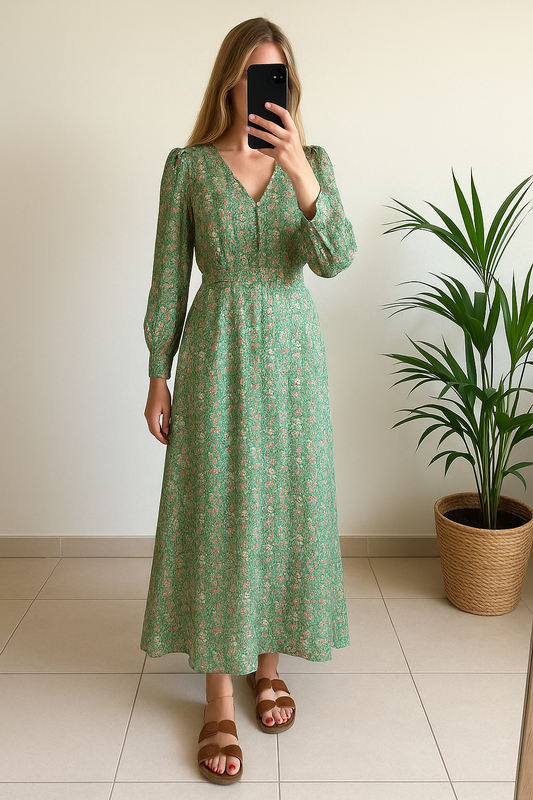 Robe longue à fleurs lurex T.36/38