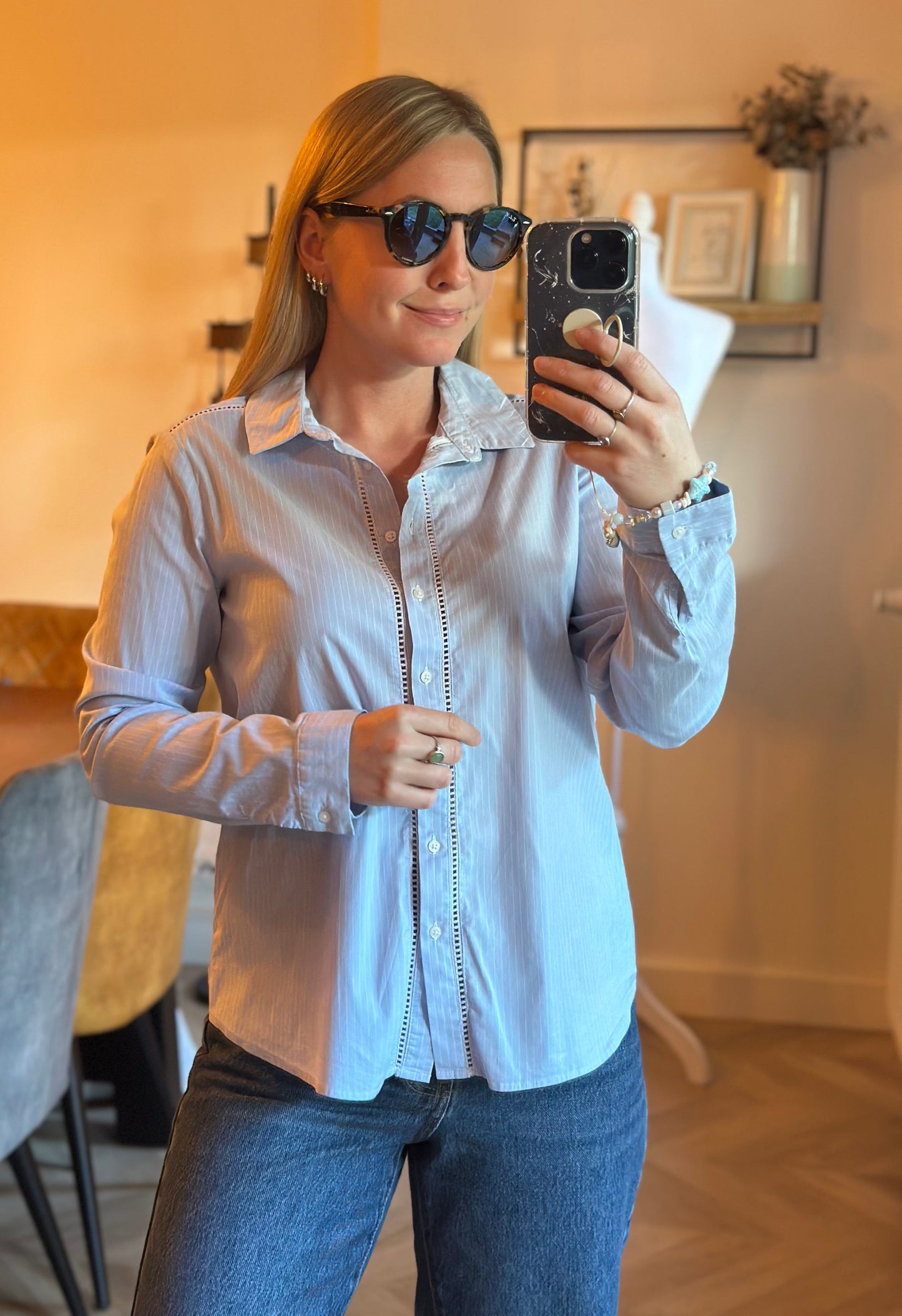 Chemise rayée bleu clair T.40
