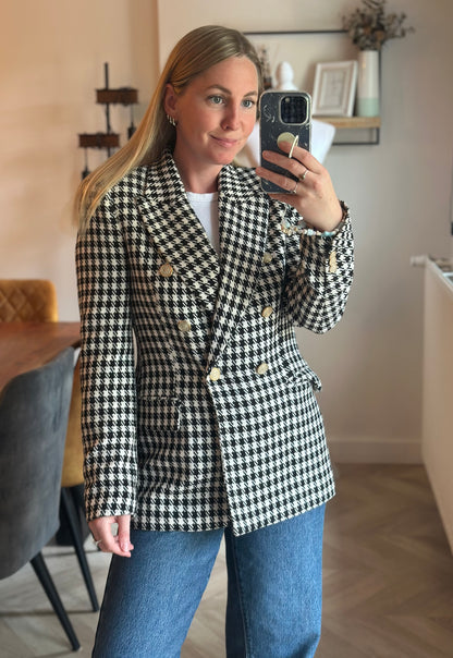 Blazer pied-de-poule noir blanc T.34