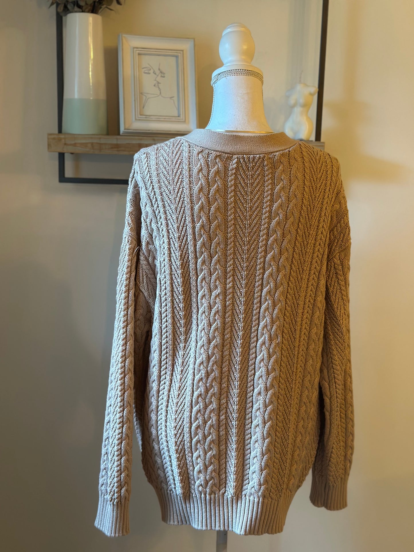 Cardigan/Gilet maille torsadée beige T.40