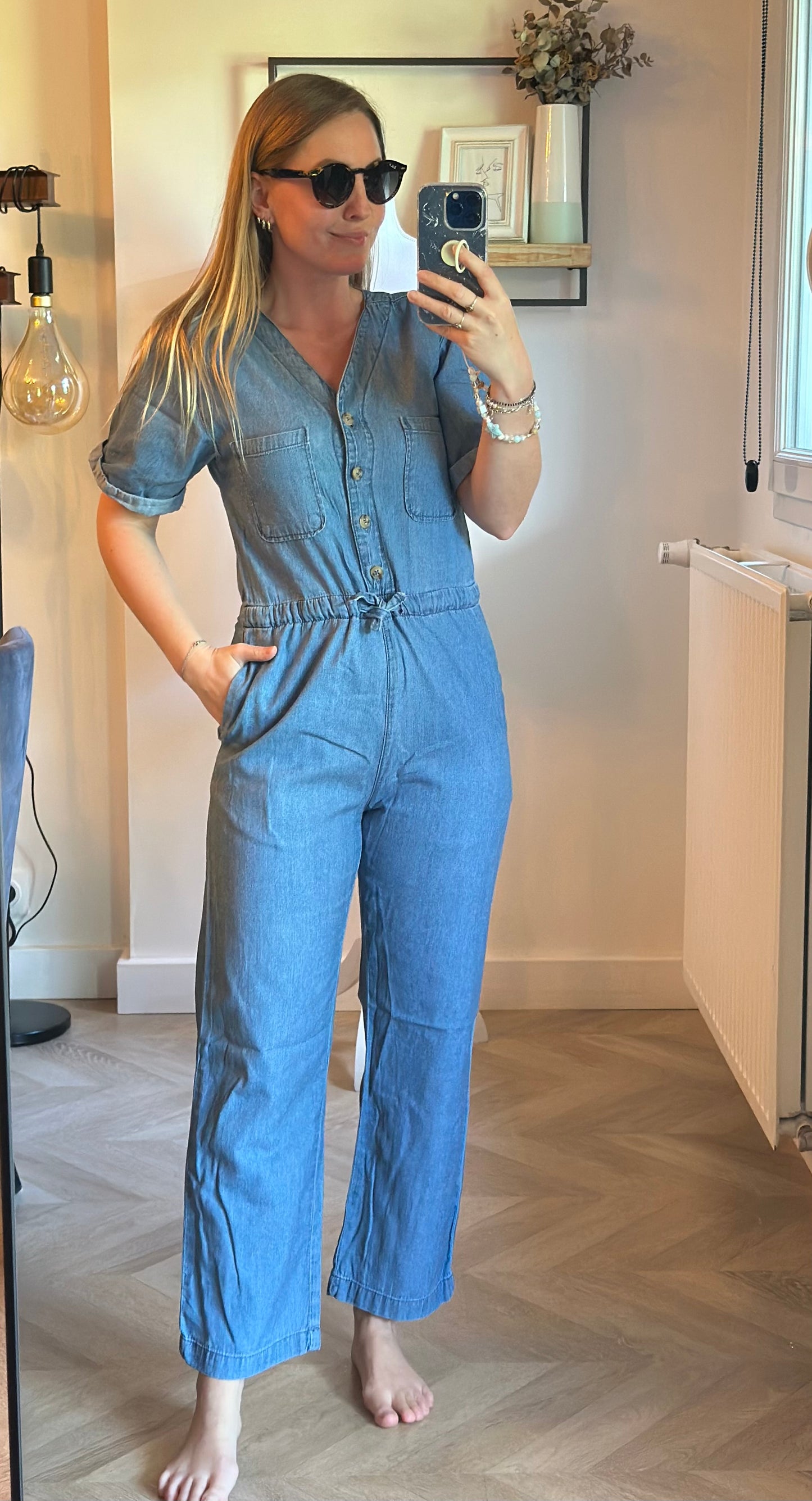 Combinaison denim bleu coton style casual chic T.34