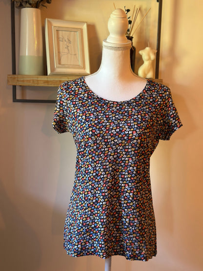 T-shirt fleuri en lin & Tencel T.38