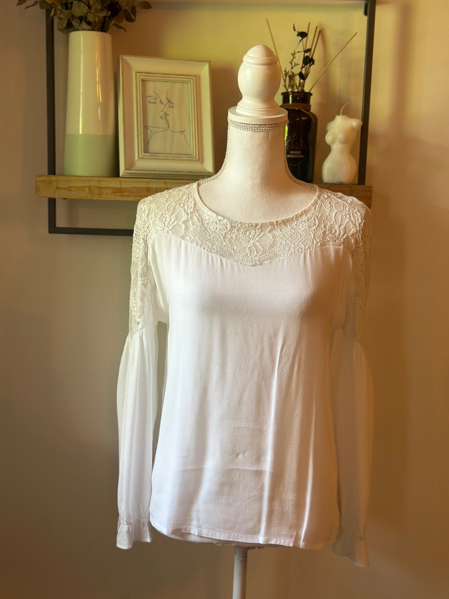 Blouse blanche dentelle T.36