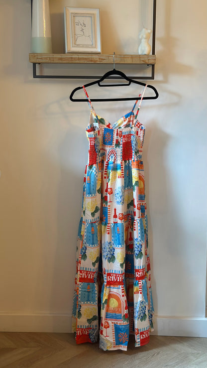 Robe longue imprimée Riviera – neuve, T.36