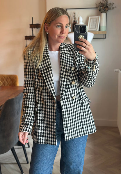 Blazer pied-de-poule noir blanc T.34