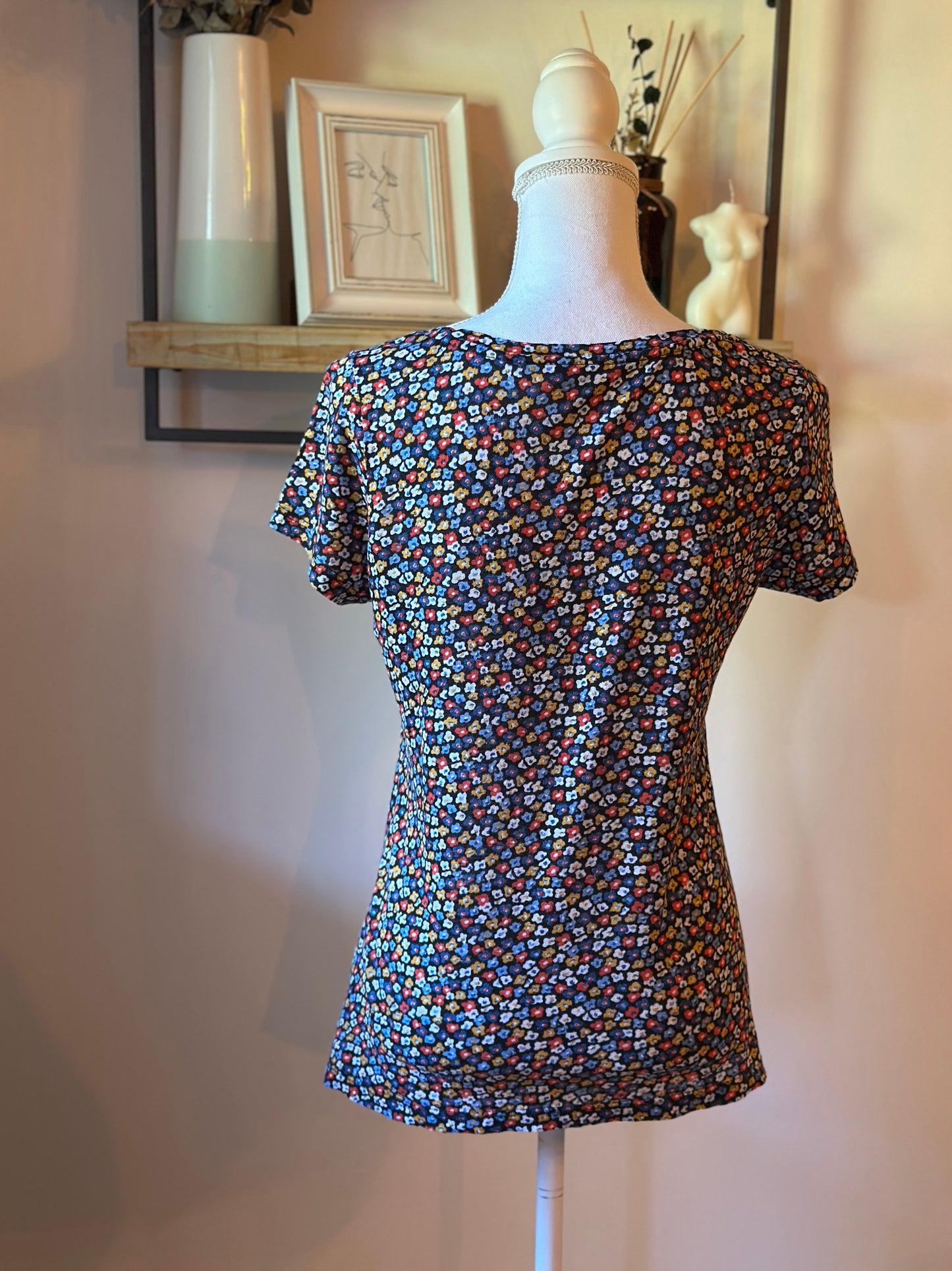 T-shirt fleuri en lin & Tencel T.38