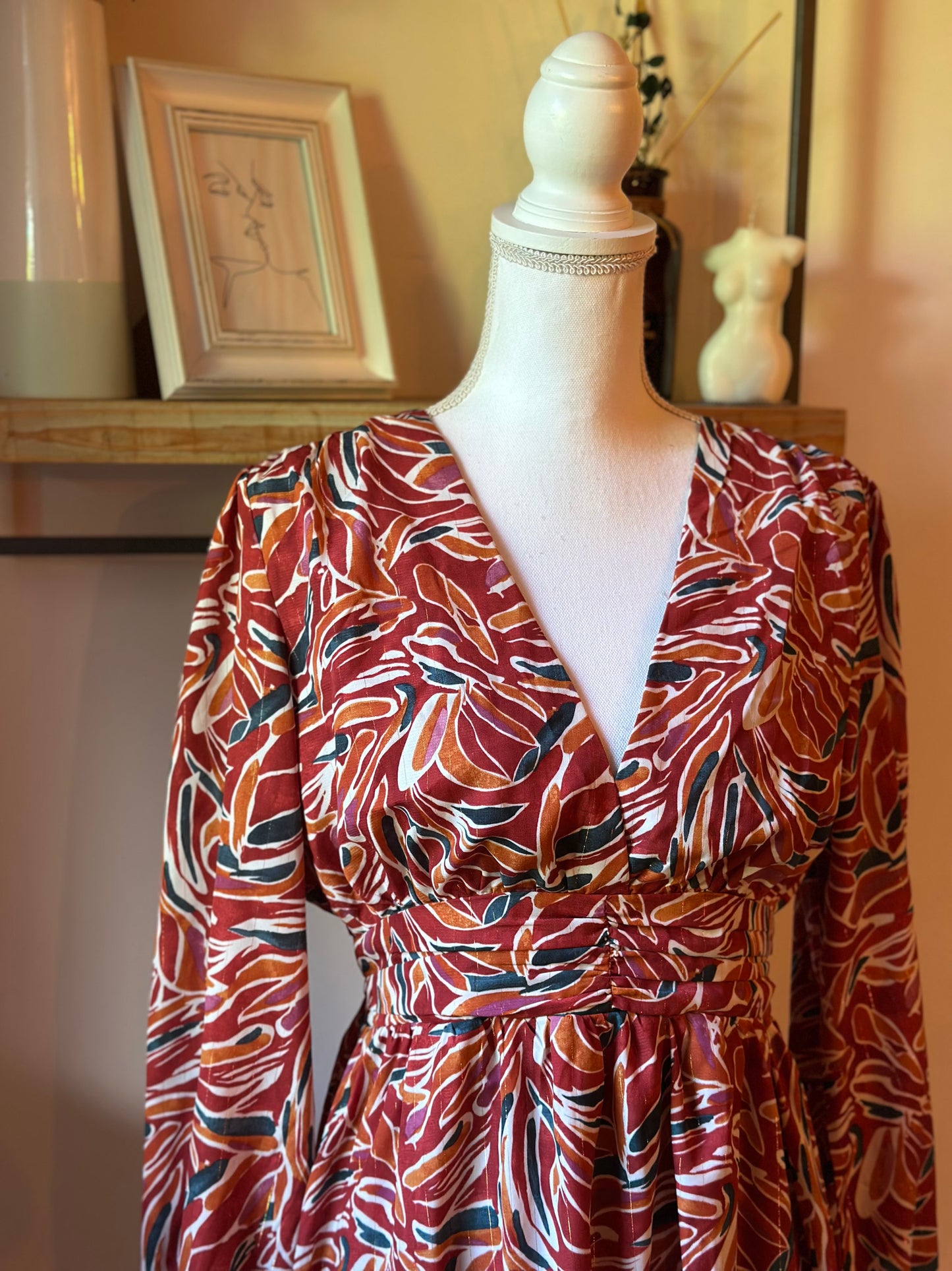 Robe imprimé feuillage T.40