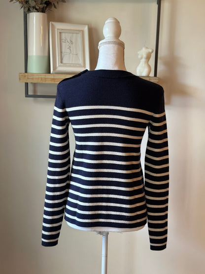 Pull marin rayé en laine mérinos T.34