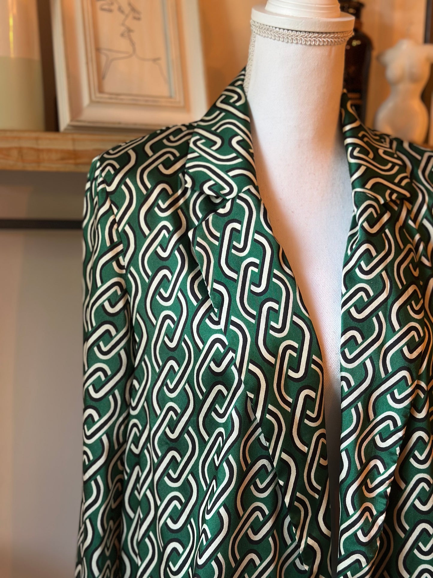 Chemise blazer imprimé chaînes vert T.38