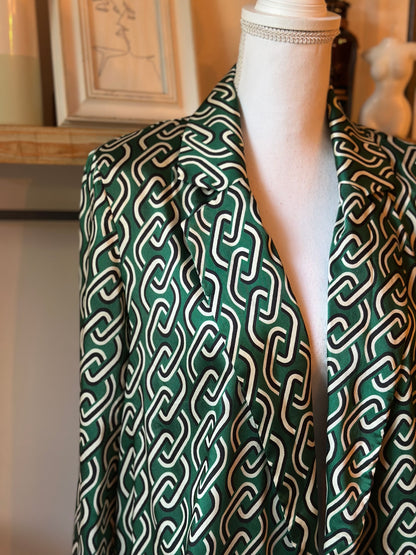 Chemise blazer imprimé chaînes vert T.38