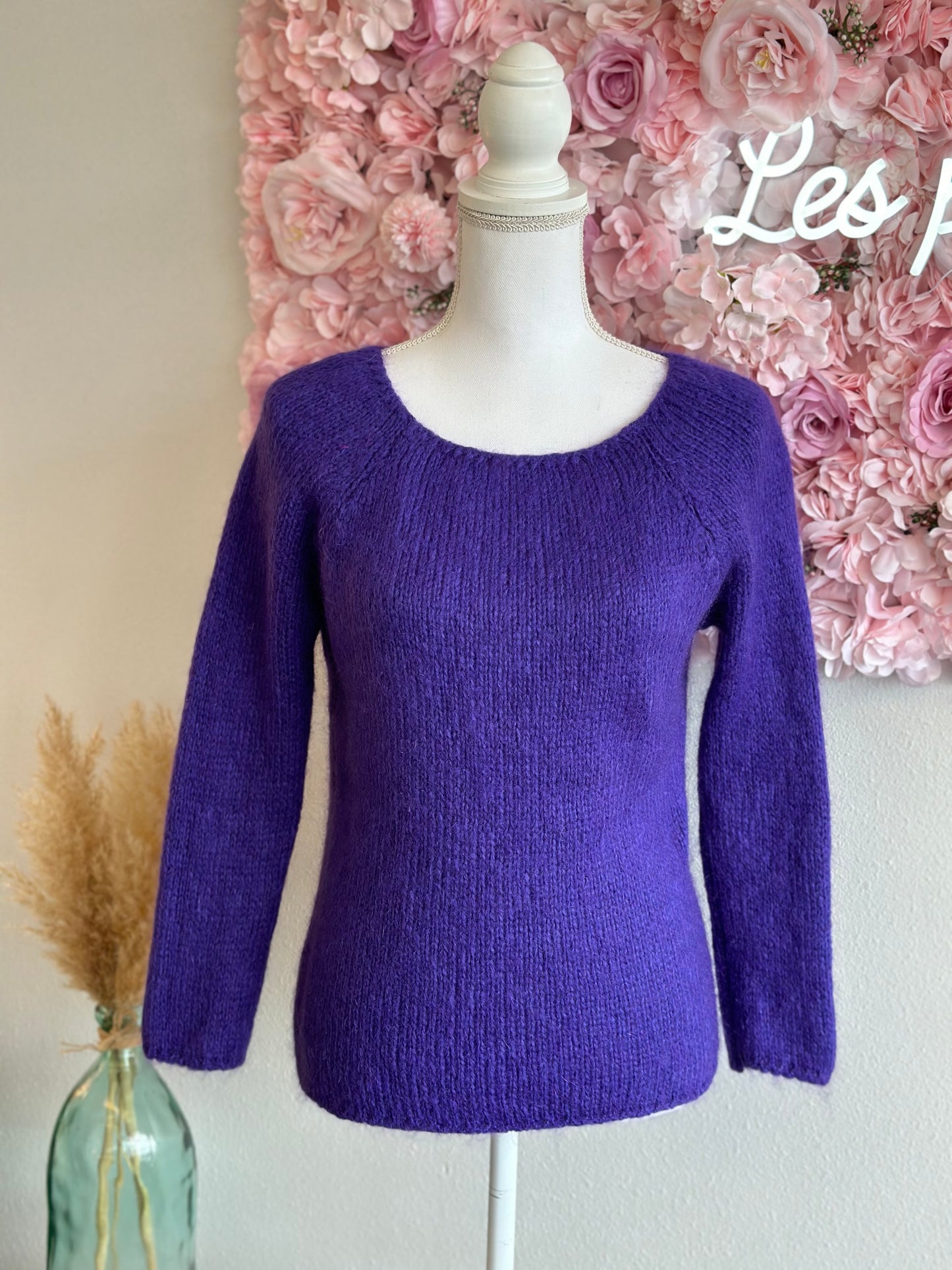 Pull en maille mohair bleu doux T.36