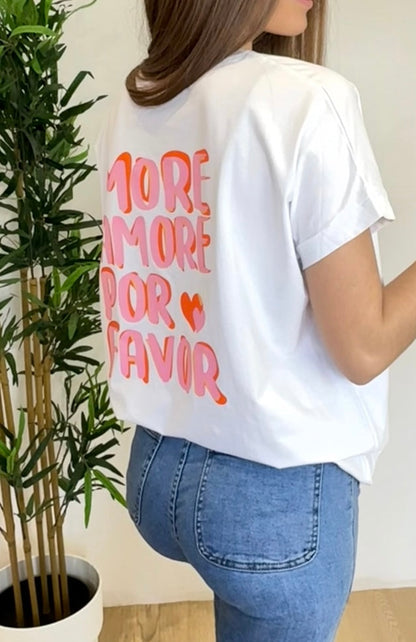 T-shirt blanc imprimé “Amor por favor” T.36 neuf