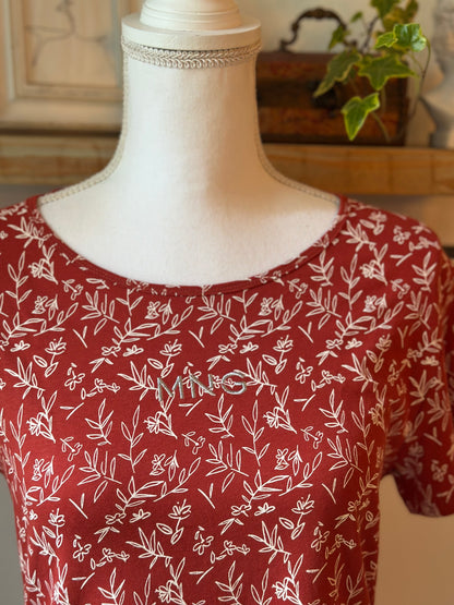 T-shirt en coton imprimé fleuri blanc avec logo brodé T.40