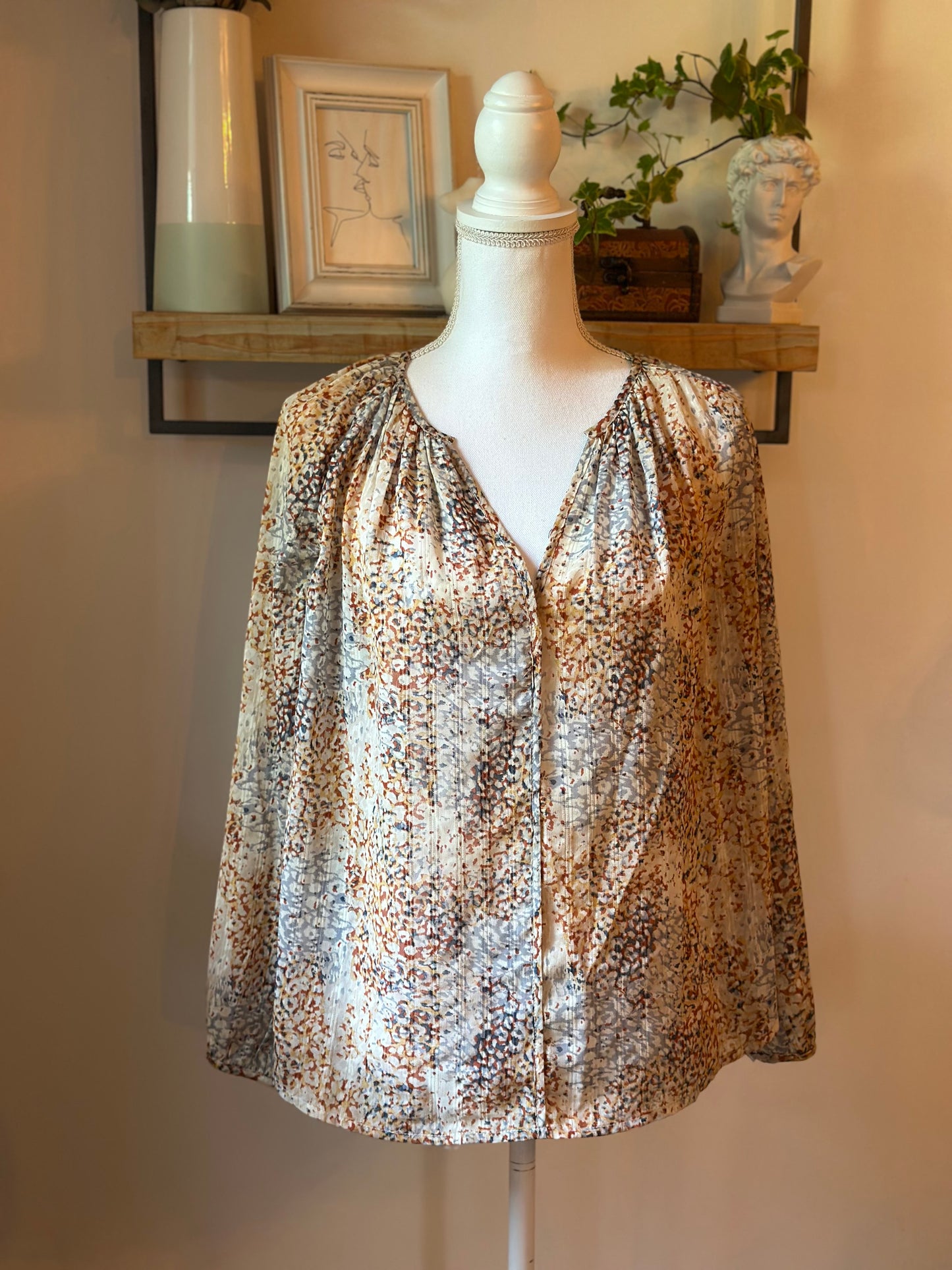 Blouse fluide imprimé abstrait T.36 oversize