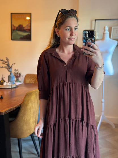 Robe mi-longue ample marron T.34 oversize