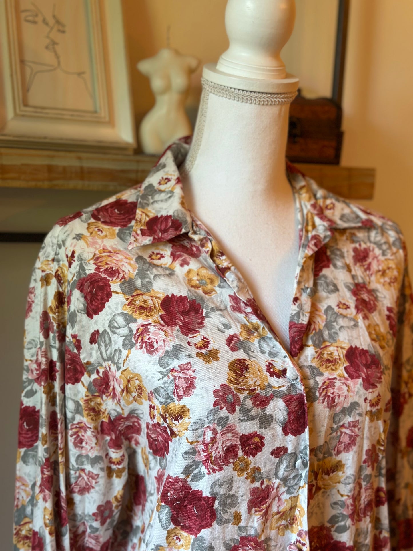 Chemise fleurie coton vintage T.40