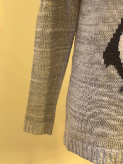 Pull gris motif pingouin Noël T.38