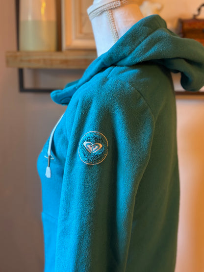 Sweat zippé à capuche uni bleu T.34