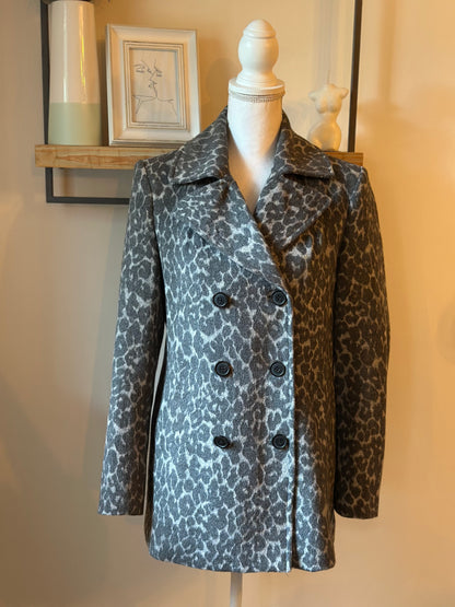 Manteau imprimé léopard laine mélangée T.38