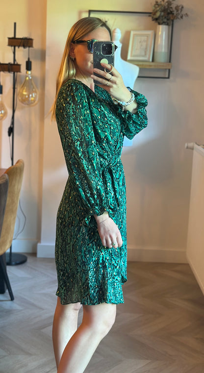 Robe portefeuille imprimé léopard vert T.36/38