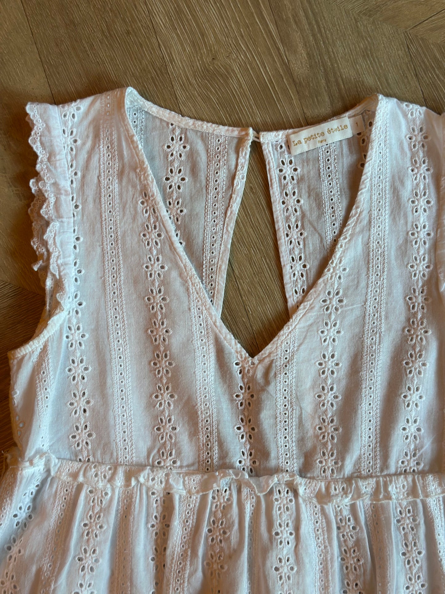 Blouse brodée anglaise blanche en coton T.36