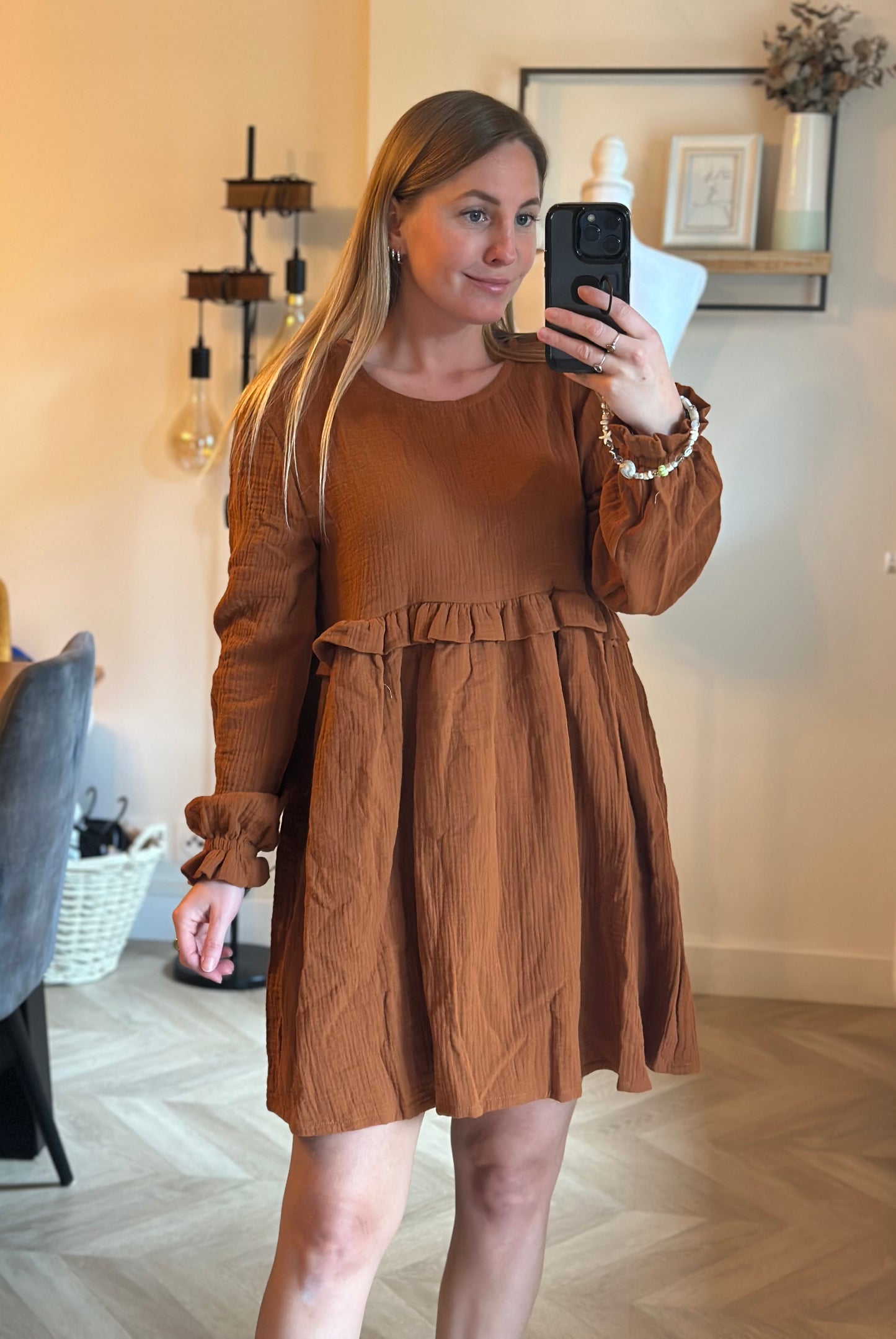 Robe gaze de coton cognac neuf avec étiquette fabriqué en France T.38