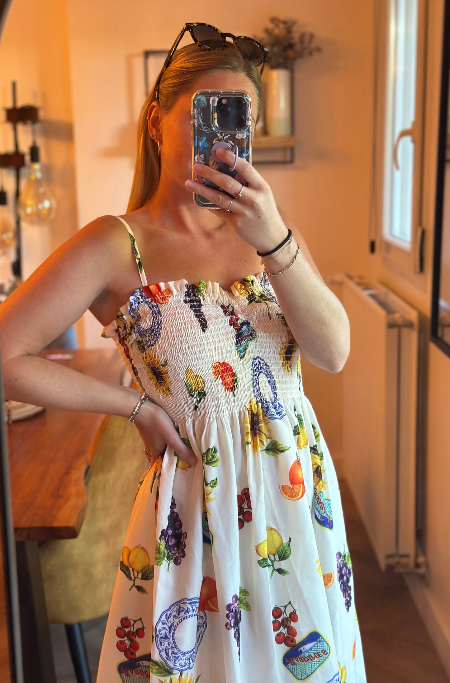 Robe d’été mi-longue imprimé fruits colorés T.36