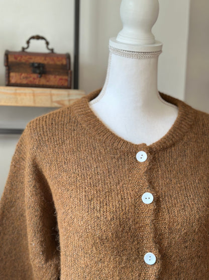 Gilet en maille douce laine mélangée coloris camel coupe oversize T.36/38