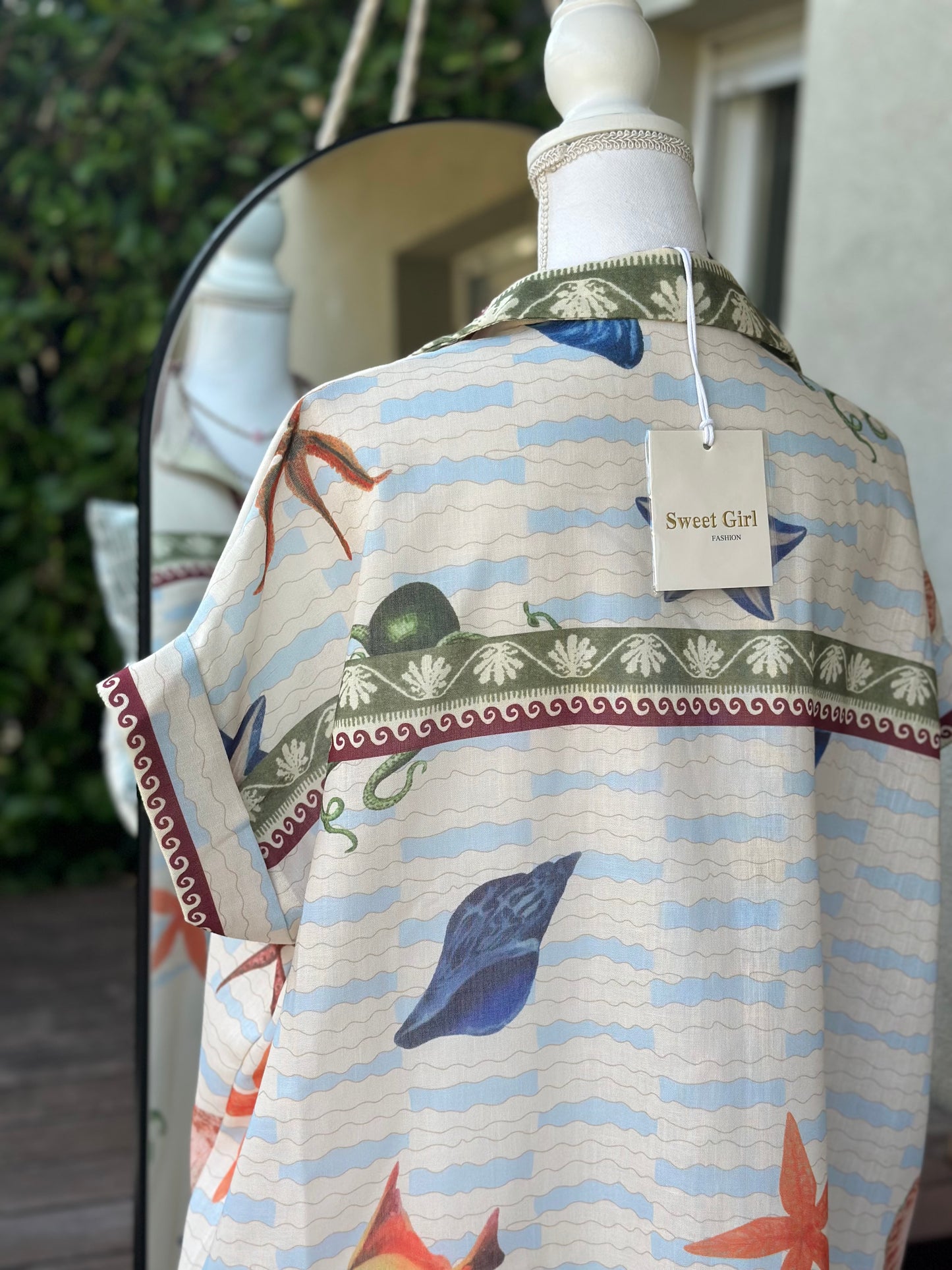 Robe chemise imprimé bord de mer oversize T.U 38 au 52 neuf