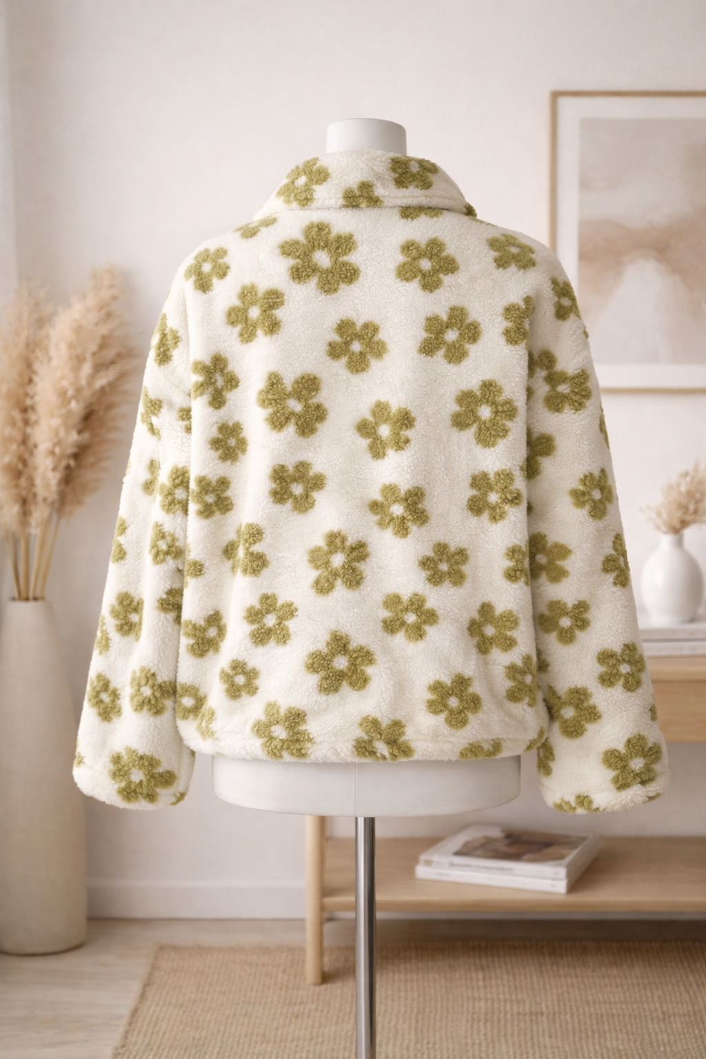 Pull teddy fleuri crème T.U neuf