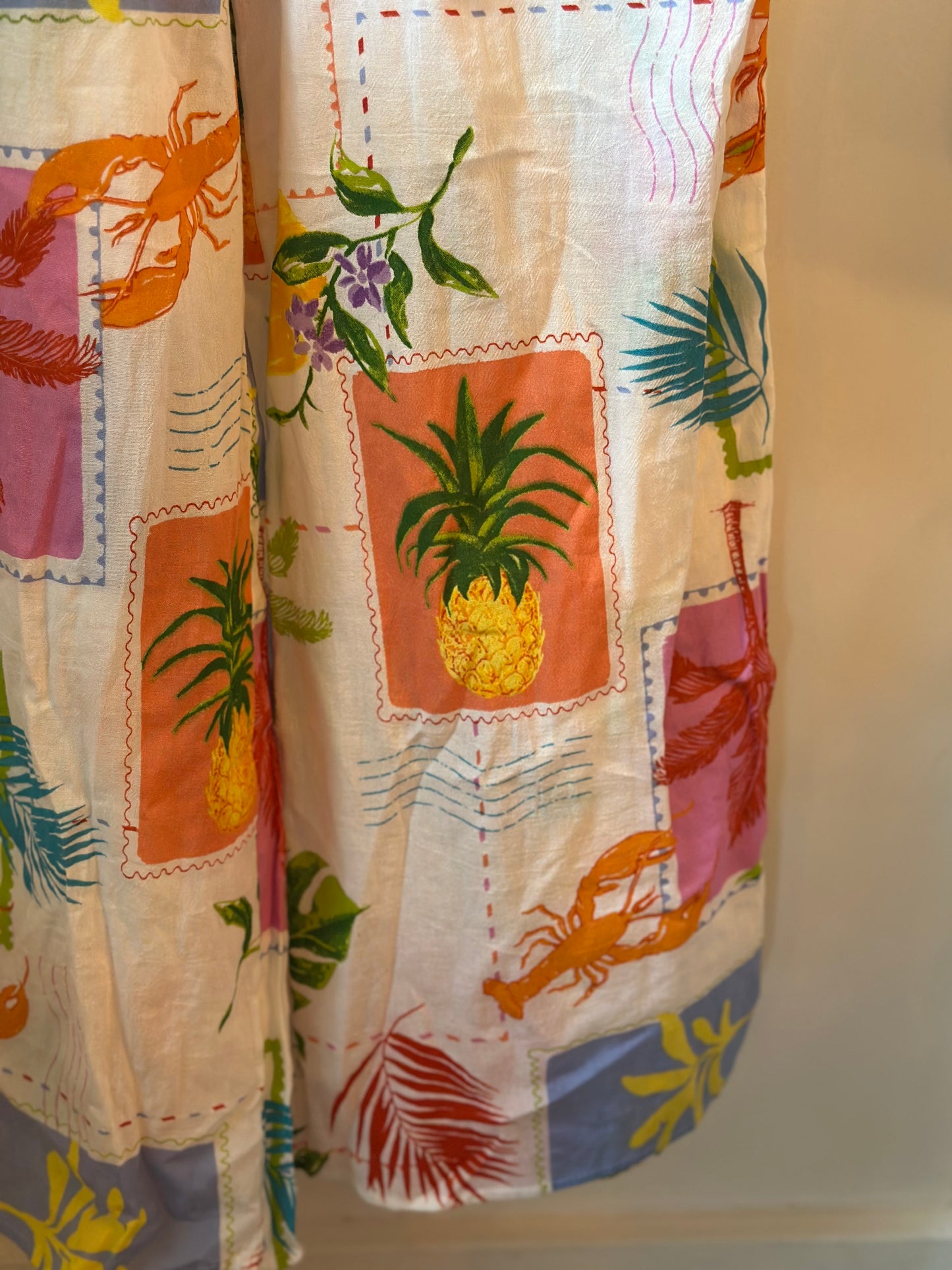 Pantalon large imprimé tropical, Neuf T.34/36