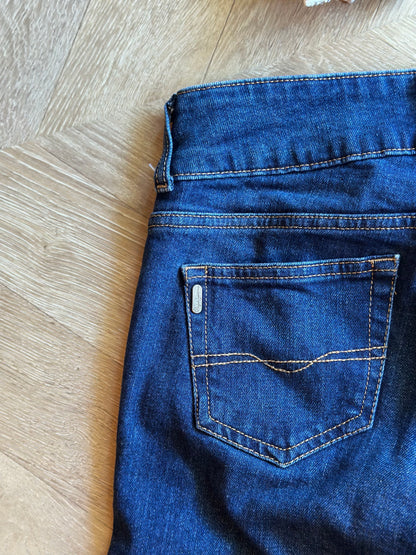 Jean flare bleu brut taille basse coton T.36