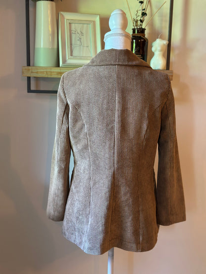 Blazer long en velours côtelé camel fabrication italienne T.36/38
