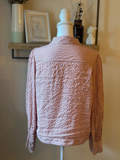 Chemise vichy rose coton fluide oversize T.34/36/38