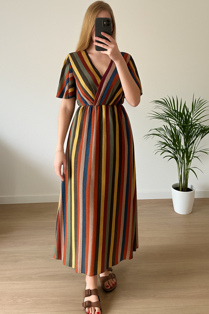 Robe longue rayée lurex multicolore T.U
