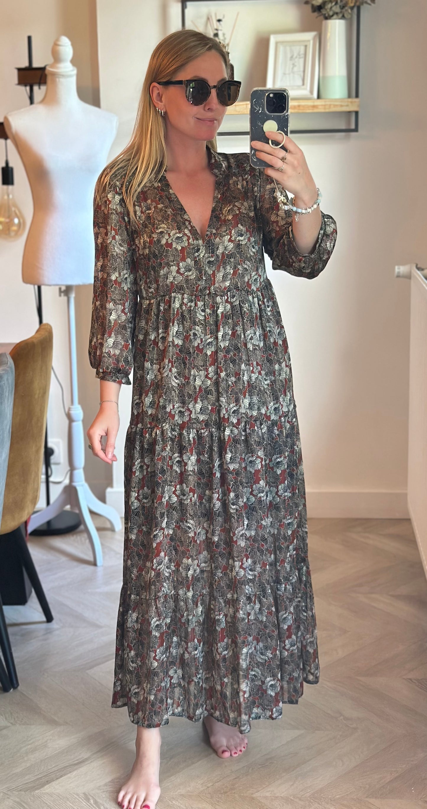Robe longue fluide imprimé fleuri T.36