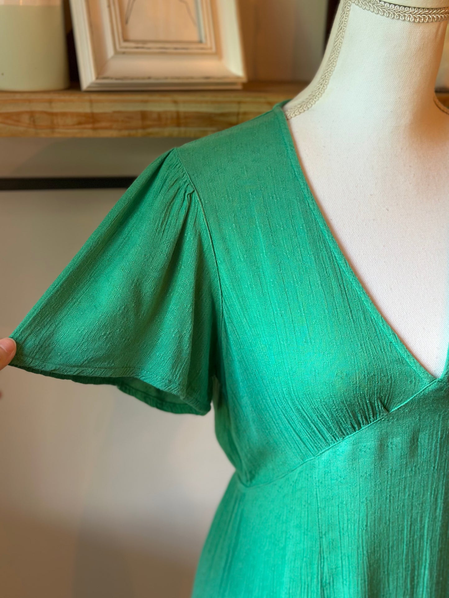Robe midi Jet verte jacquard T.36