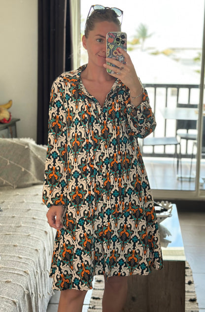Robe imprimée a motifs colorées esprit bohème T.38