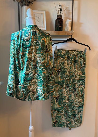Ensemble 2 pièces imprimé cachemire vert T.36/38