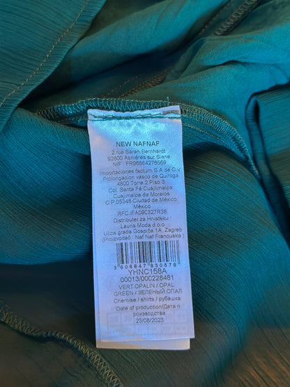 Blouse volantée vert sapin Nafnaf voile fluide T.38