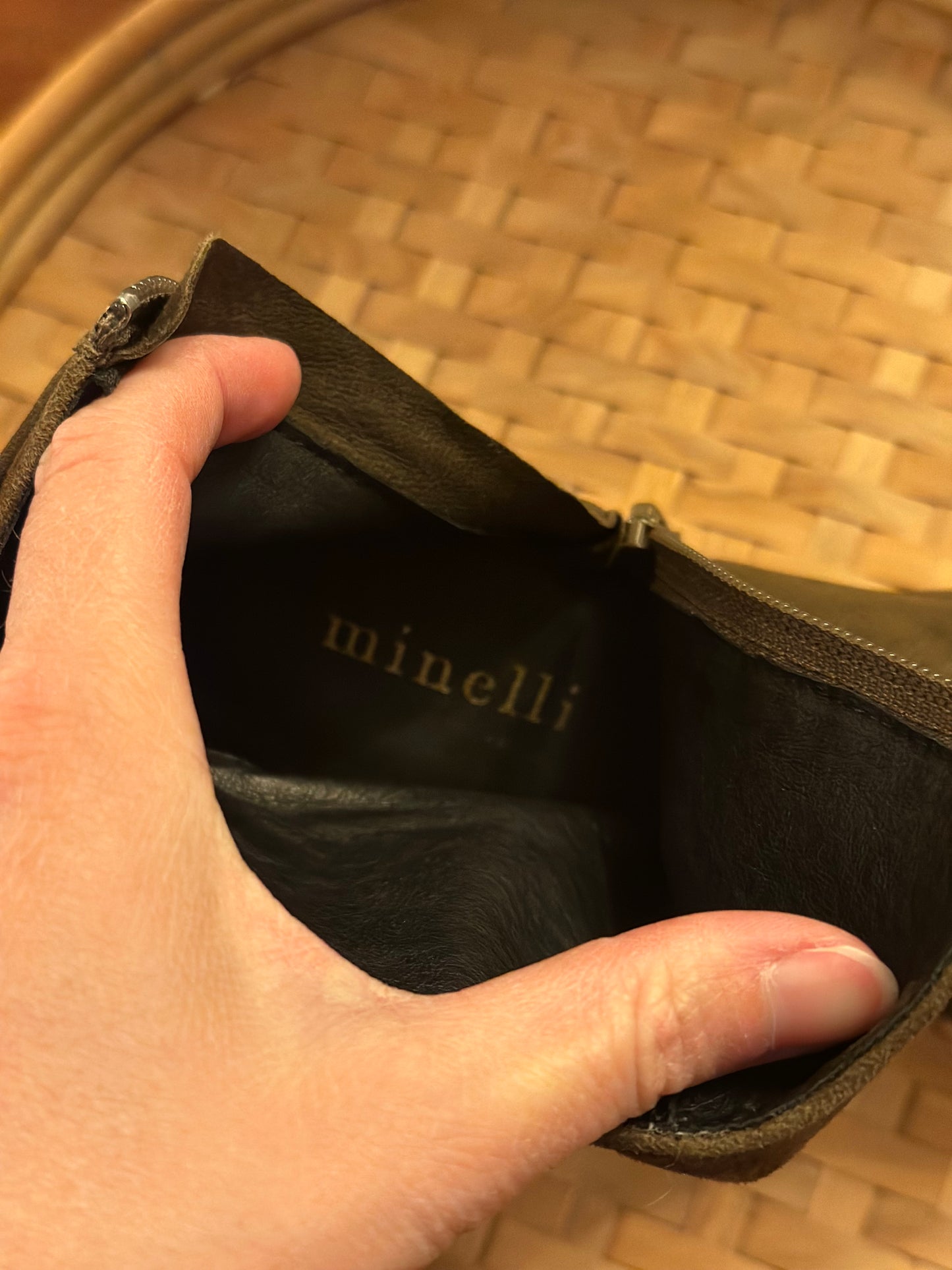 Bottines en cuir daim marron/kaki T.35